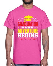 graduation is where adventure beings 226#- graduation- Cotton Tee