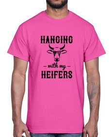 hanging with my heifers 501#- western- Cotton Tee