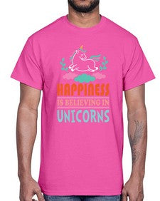 happiness is believing in unicorns 152#- unicorn- Cotton Tee