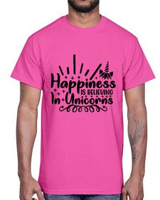 happiness is believing in unicorns 157#- unicorn- Cotton Tee