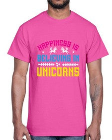 happiness is believing in unicorns 161#- unicorn- Cotton Tee