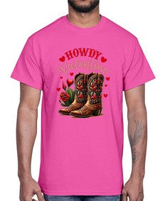 howdy valentine cowgirl boots 538#- western- Cotton Tee