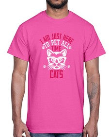 i am just here topet all time cats Style 52#- cats- Cotton Tee