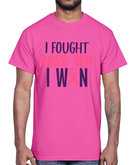 i fought hard and i won Style 10#- breast cancer- Cotton Tee