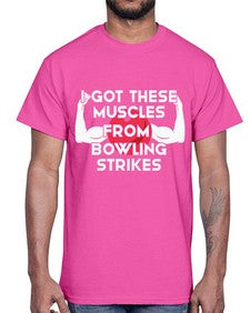 i got these muscles from 591#- bowling- Cotton Tee