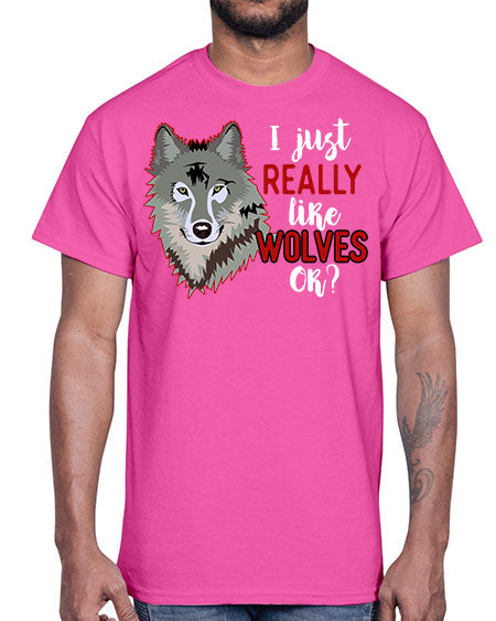 i just really like wolves- wolf- Cotton Tee