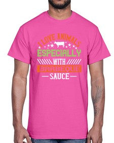 i love animals especially with barbeque sauce 1133#- vegan- Cotton Tee