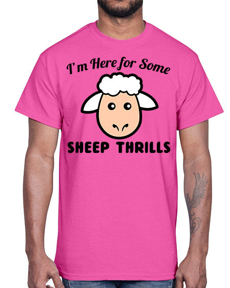 im here for some sheep thrills- sheep- Cotton Tee