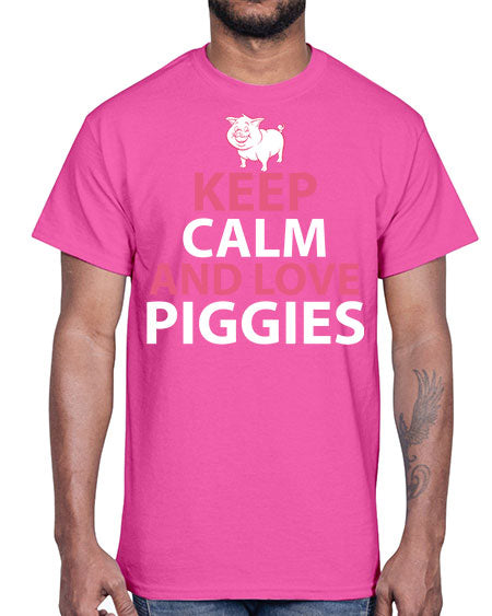 keep calm and love piggies Style 47#- pig- Cotton Tee