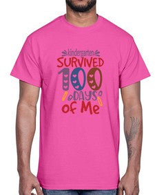 kindergarten grade survived one hundred days of me 423#- one hundred days- Cotton Tee