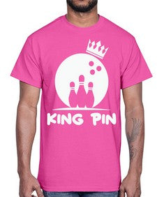 king pin bowling couples 712#- bowling- Cotton Tee