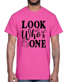 look whos one 262#- unicorn- Cotton Tee