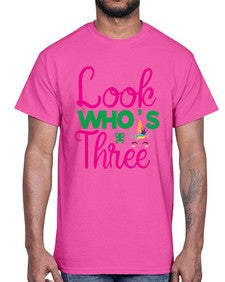 look whos three 266#- unicorn- Cotton Tee