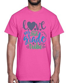 love my second grade tribe 522#- second grade- Cotton Tee
