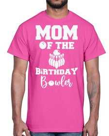 mom of the birthday bowler 765#- bowling- Cotton Tee