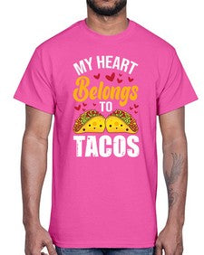 my heart belongs to tacos 1423#- tacos- Cotton Tee