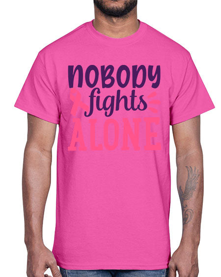 nobody fights alone Style 6#- breast cancer- Cotton Tee