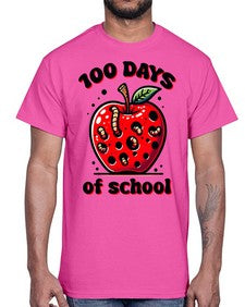 one hundred Days of School Apple 572#- one hundred days- Cotton Tee