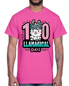 one hundred Llamagical Days 592#- one hundred days- Cotton Tee