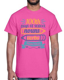 one hundred days of school nound verbs adjevtives 574#- one hundred days- Cotton Tee