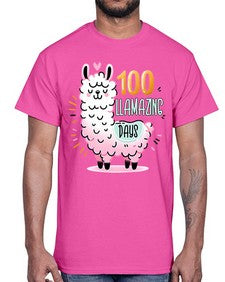 one hundredth Day of School Llama 599#- one hundred days- Cotton Tee