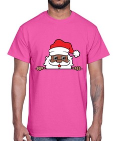 peekaboo black santa 19#- black boys or men- Cotton Tee