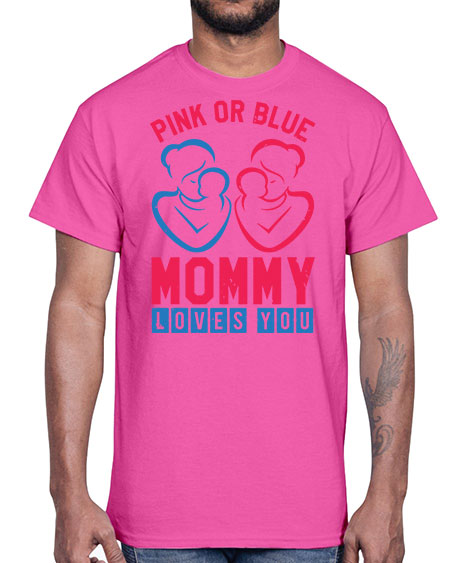pink or blue Mommy Loves you Style 187#- baby shower- Cotton Tee