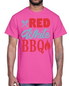red white bbq 374#- bbq- Cotton Tee