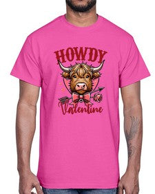 retro vintage howdy valentine bow 1016#- western- Cotton Tee