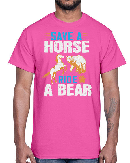 save a horse ride a bear 245#- bears - animals- Cotton Tee