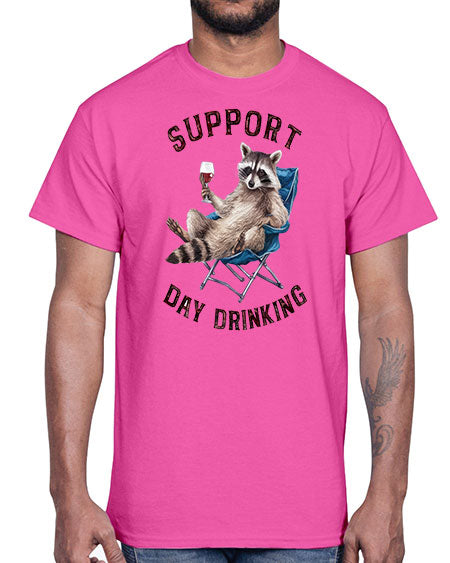 support day drinking 67#- raccoon- Cotton Tee