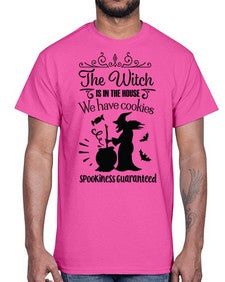 the witch is in the house sign 20#- witch- Cotton Tee