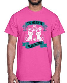 the world is my cats playground Style 119#- cats- Cotton Tee
