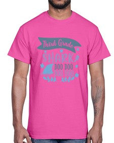 third grade shark doo doo doo doo 972#- third grade- Cotton Tee