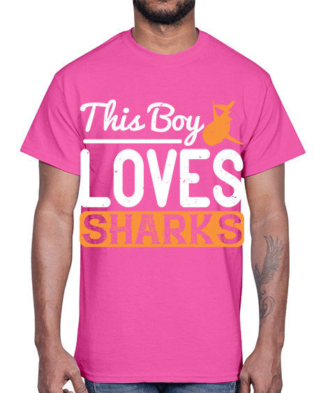 this boy loves sharks Style 14#- shark-fish- Cotton Tee