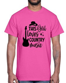 this girl loves country music 1163#- western- Cotton Tee