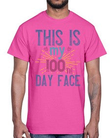 this is my one hundredth day face 984#- one hundred days- Cotton Tee