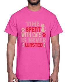 time spend with cat is never wasted Style 121#- cats- Cotton Tee