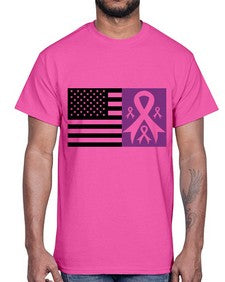 usa flag with alzheimers cancer 219#- alzheimers- Cotton Tee