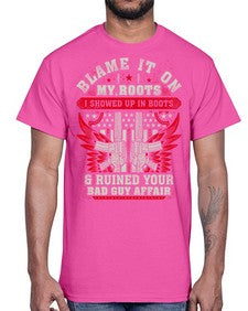 veteran showed up in boots 1198#- western- Cotton Tee