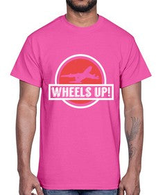 wheels up  50#- airplane- Cotton Tee