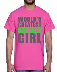 worlds greatest gamer girl 166#- video games- Cotton Tee
