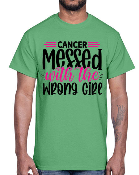 Cancer Messed with the Wrong Girl 29#- breast cancer- Cotton Tee