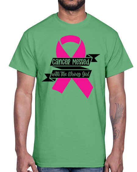 Cancer Messed with the Wrong Girl 30#- breast cancer- Cotton Tee