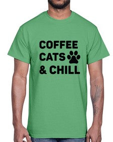 Coffee Cat Style 41#- cats- Cotton Tee