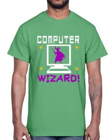 Computer wizard 52#- computer- Cotton Tee