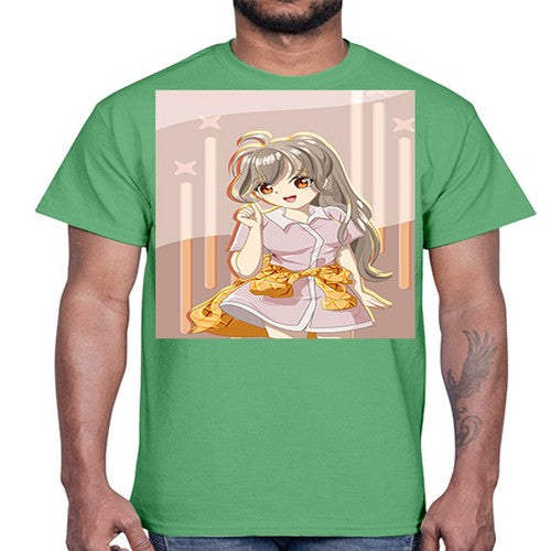 Cute and happy girl with picnic outfit 10#- anime- Cotton Tee