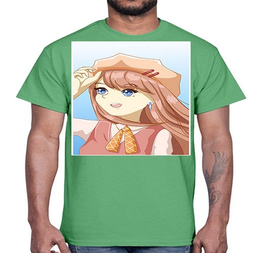 Cute beautiful and funny girl with hat 66#- anime- Cotton Tee