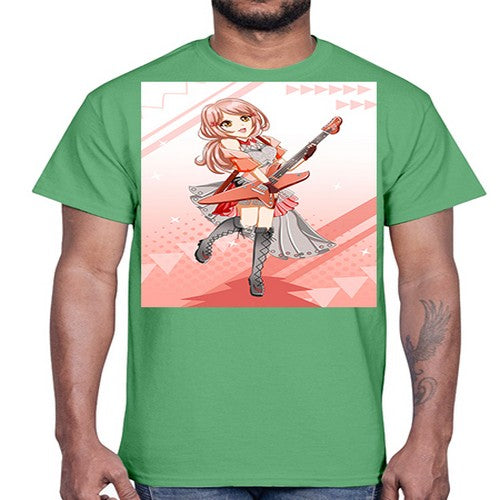 Cute rock star girl with guitar game 17#- anime- Cotton Tee
