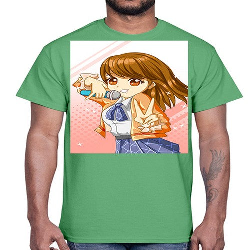 Cute teenage student girl singing song 47#- anime- Cotton Tee